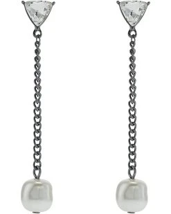 Karl Lagerfeld Paris Stone Pearl Chain Linear Earrings