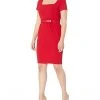 Karl Lagerfeld Paris Dresses Women's Crepe Square Neck Belted Sheath -My Edge Style Sales Store 61HS7TVTL5L. AC SR736920