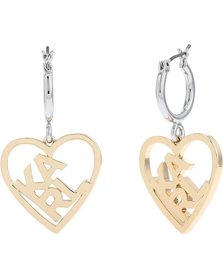 Karl Lagerfeld Paris Heart Logo Hoop Drop Earrings 3 Karl Lagerfeld Paris Heart Logo Hoop Drop Earrings