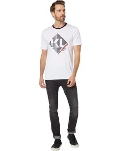 Karl Lagerfeld Paris Short Sleeve Crew Neck T-Shirt with Diamond Shape Logo | Shirts & Tops -My Edge Style Sales Store 61inAedmKfL. AC SR736920