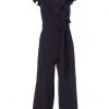 Karl Lagerfeld Paris womens Ruffle V-neck Jumpsuit | Jumpsuits & Rompers