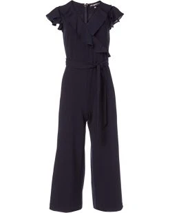 Karl Lagerfeld Paris womens Ruffle V-neck Jumpsuit | Jumpsuits & Rompers