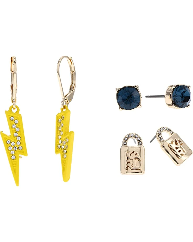 Karl Lagerfeld Paris Stud Lock Bolt Trio Earrings 3 Karl Lagerfeld Paris Stud Lock Bolt Trio Earrings