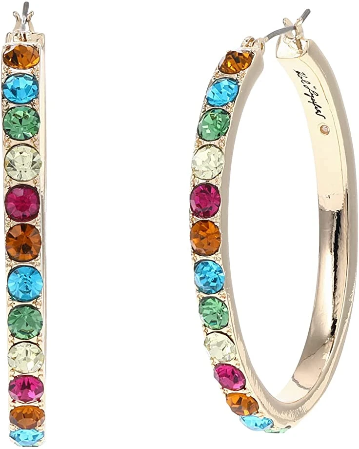 Karl Lagerfeld Paris 35 mm Oval Stone Click Hoop Earrings 3 Karl Lagerfeld Paris 35 mm Oval Stone Click Hoop Earrings