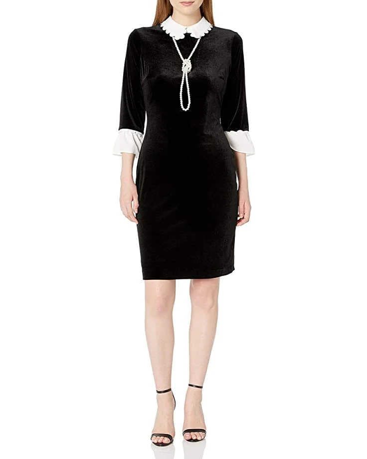 Karl Lagerfeld Paris Women's Long Sleeve Sheath Dress with Pearl Necklace | Dresses 3 Karl Lagerfeld Paris Women's Long Sleeve Sheath Dress with Pearl Necklace | Dresses