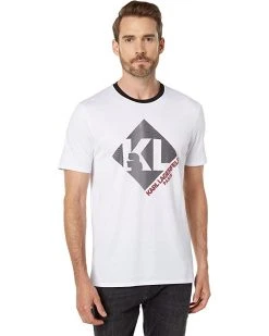 Karl Lagerfeld Paris Short Sleeve Crew Neck T-Shirt with Diamond Shape Logo | Shirts & Tops