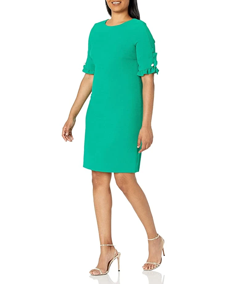 Karl Lagerfeld Paris Women's Ruffle Pearl Trim Sleeve Crepe Dress | Dresses 3 Karl Lagerfeld Paris Women's Ruffle Pearl Trim Sleeve Crepe Dress | Dresses