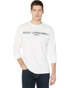 Karl Lagerfeld Paris Long Sleeve Crew Neck T-Shirt with Multidimensional Logo | Shirts & Tops