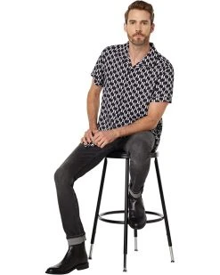 Karl Lagerfeld Paris Monogram Print Short Sleeve Shirt | Shirts & Tops -My Edge Style Sales Store 71NfdaW SeL. AC SR736920