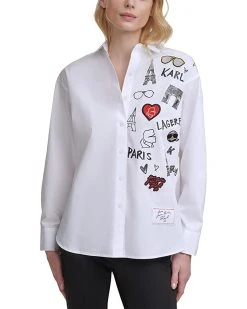 Karl Lagerfeld Paris White Shirt Scenic Logo | Shirts & Tops