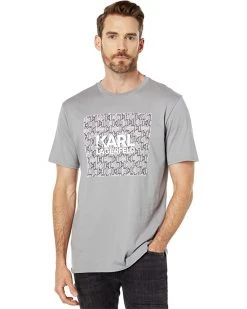 Karl Lagerfeld Paris Textured Square Logo Tee (Flat Print) | Shirts & Tops