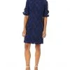 Karl Lagerfeld Paris Women's Ruffle Pearl Trim Sleeve Crepe Dress | Dresses