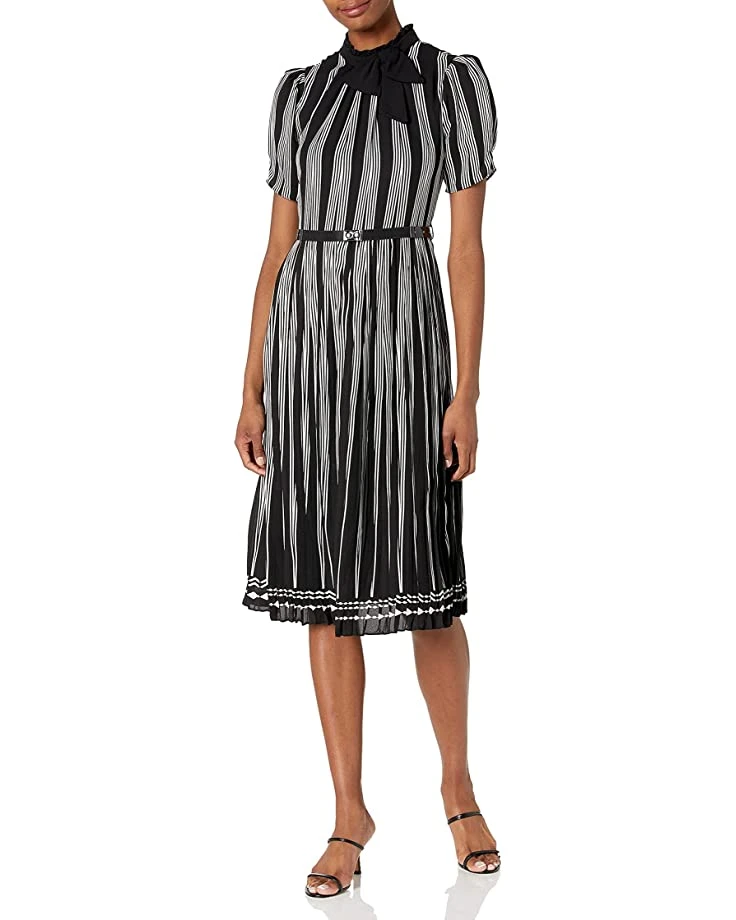 Karl Lagerfeld Paris Women's Striped Chiffon Bow Neck Dress | Dresses 3 Karl Lagerfeld Paris Women's Striped Chiffon Bow Neck Dress | Dresses