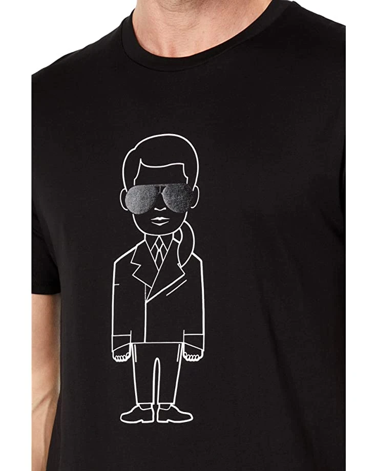 Karl Lagerfeld Paris Short Sleeve Crew Neck T-Shirt with Large Foil Character with Shiny Sunglasses | Shirts & Tops 5 Karl Lagerfeld Paris Short Sleeve Crew Neck T-Shirt with Large Foil Character with Shiny Sunglasses | Shirts & Tops - Image 3