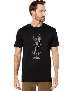 Karl Lagerfeld Paris Short Sleeve Crew Neck T-Shirt with Large Foil Character with Shiny Sunglasses | Shirts & Tops