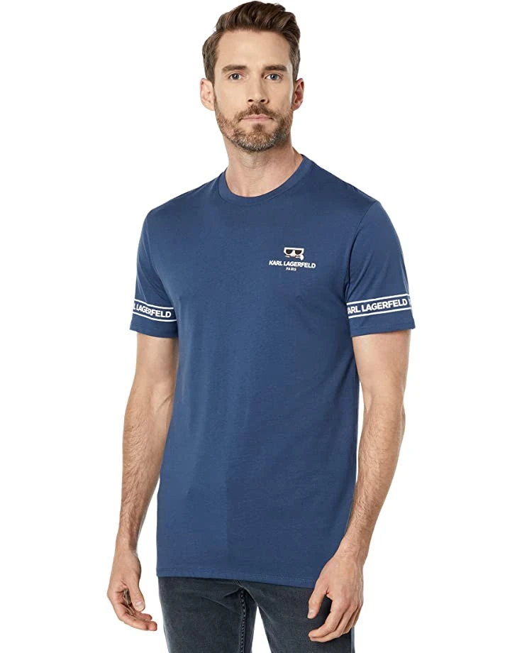 Karl Lagerfeld Paris Crew Neck T-Shirt with Logo On Sleeves and Flat Head Logo | Shirts & Tops 3 Karl Lagerfeld Paris Crew Neck T-Shirt with Logo On Sleeves and Flat Head Logo | Shirts & Tops