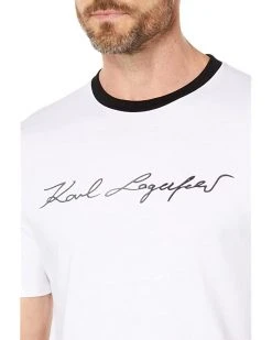 Karl Lagerfeld Paris Short Sleeve Crew Neck T-Shirt with Shiny Signature Logo | Shirts & Tops -My Edge Style Sales Store 71uJwZqm gL. AC SR736920