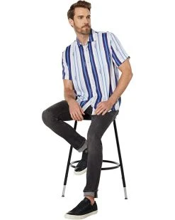 Karl Lagerfeld Paris Logo Stripe Print Short Sleeve Shirt | Shirts & Tops -My Edge Style Sales Store 71ynbhHq4BL. AC SR736920