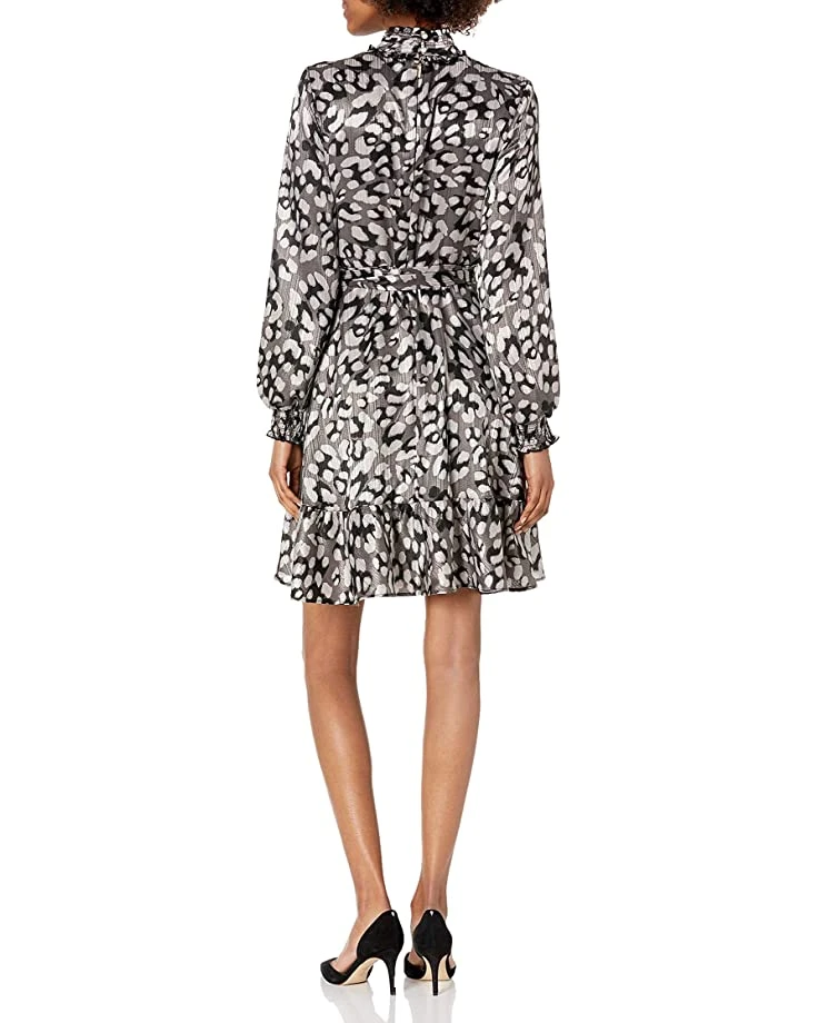 Karl Lagerfeld Paris Women's Printed Satin Mock Neck Flounce Dress | Dresses 4 Karl Lagerfeld Paris Women's Printed Satin Mock Neck Flounce Dress | Dresses - Image 2