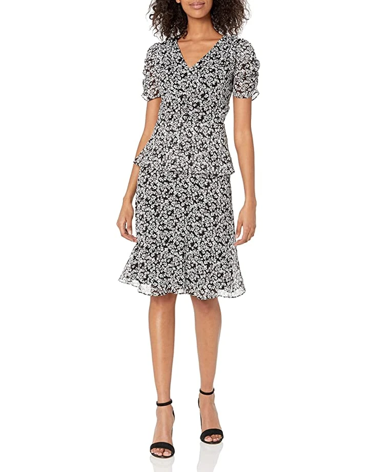 Karl Lagerfeld Paris Dresses Women's Tiered Printed Chiffon Dress 3 Karl Lagerfeld Paris Dresses Women's Tiered Printed Chiffon Dress