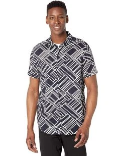 Karl Lagerfeld Paris All Over Print Short Sleeve Woven Shirt | Shirts & Tops