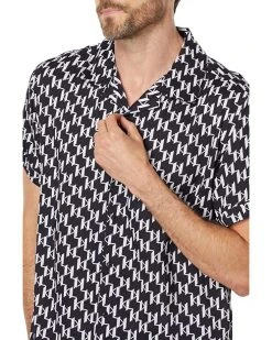 Karl Lagerfeld Paris Monogram Print Short Sleeve Shirt | Shirts & Tops -My Edge Style Sales Store 81DLMGRcROL. AC SR736920