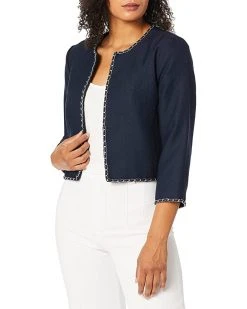 Karl Lagerfeld Paris Women's Tweed Jacket with Chain Detail | Coats & Outerwear