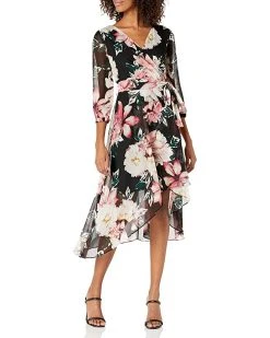 DRESSES Karl Lagerfeld Paris Women's Printed Chiffon Wrap Dress