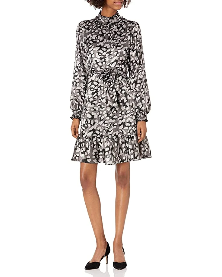 Karl Lagerfeld Paris Women's Printed Satin Mock Neck Flounce Dress | Dresses 3 Karl Lagerfeld Paris Women's Printed Satin Mock Neck Flounce Dress | Dresses
