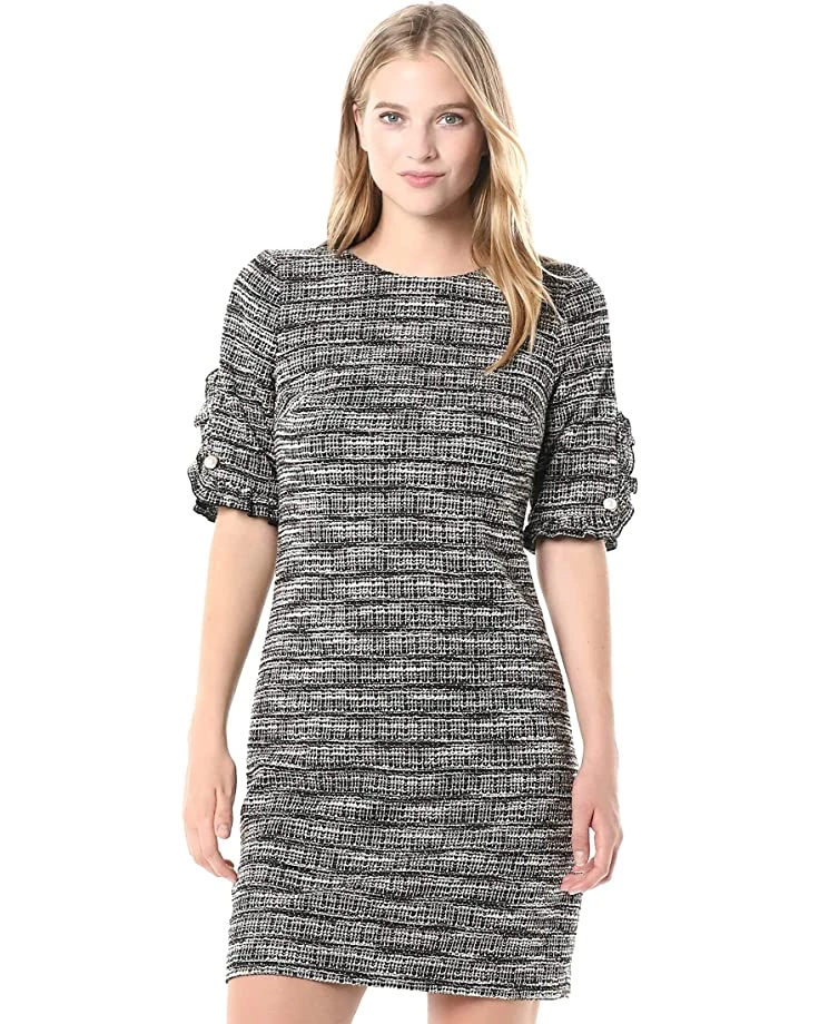 Karl Lagerfeld Paris Women's Ruffle Pearl Trim Sleeve Crepe Dress | Dresses 7 Karl Lagerfeld Paris Women's Ruffle Pearl Trim Sleeve Crepe Dress | Dresses - Image 5